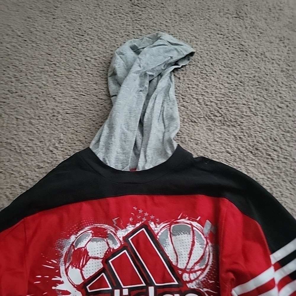 Adidas Boy's Long Sleeve Shirt With Hood - Picture 4 of 10